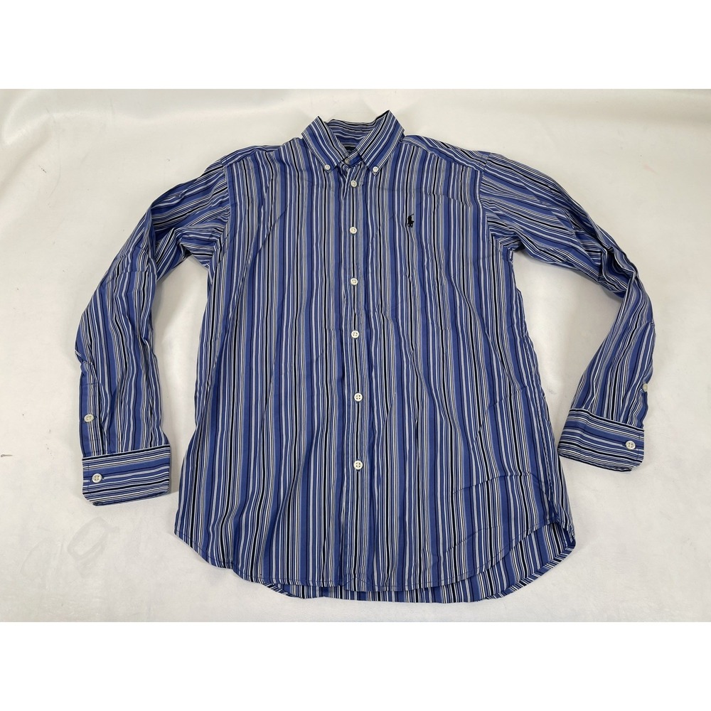 Ralph Lauren‎ Striped Button Up Shirt Youth Size L Blue